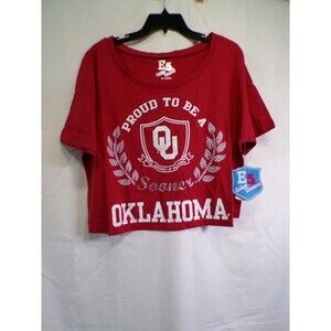 E5 College Classics Women's Cropped Oklahoma Sooners T-Shirt XL Red